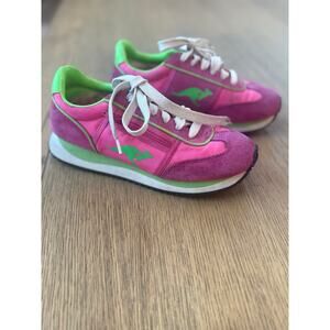 KangaROOS 1980’s sneakers trainers hot pink and green stash pocket size 6.5
